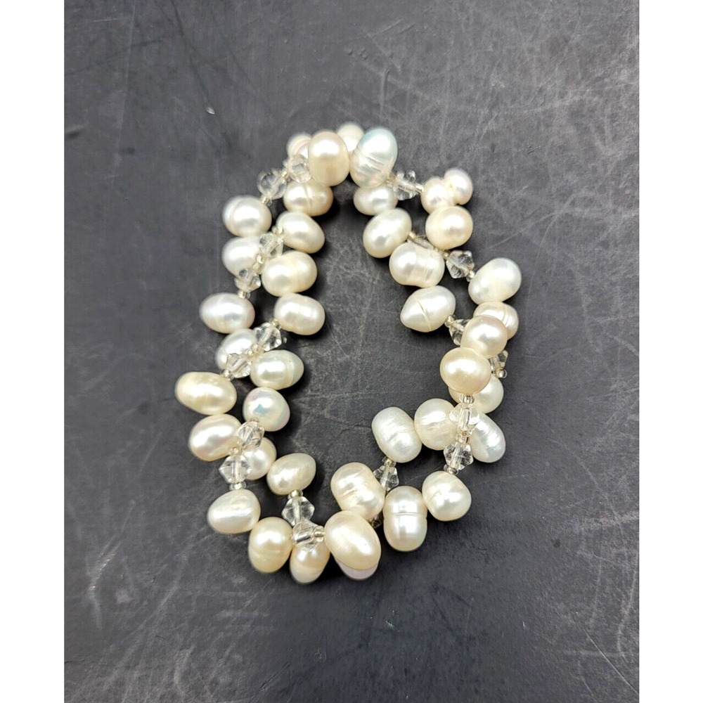 Vintage Rice Pearl Double Strand Stretch Bracelet 7.5" YK